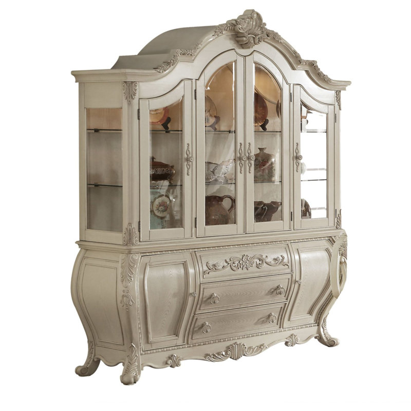 Benjara Wooden Lighted China Hutch Wayfair